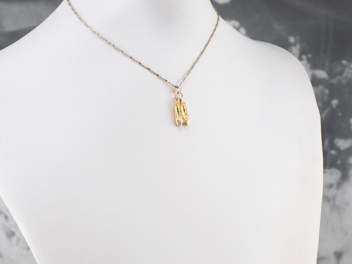 Sweet Gold Ballerina Slippers Charm
