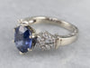 Modern Sapphire and Diamond Anniversary or Engagement Ring