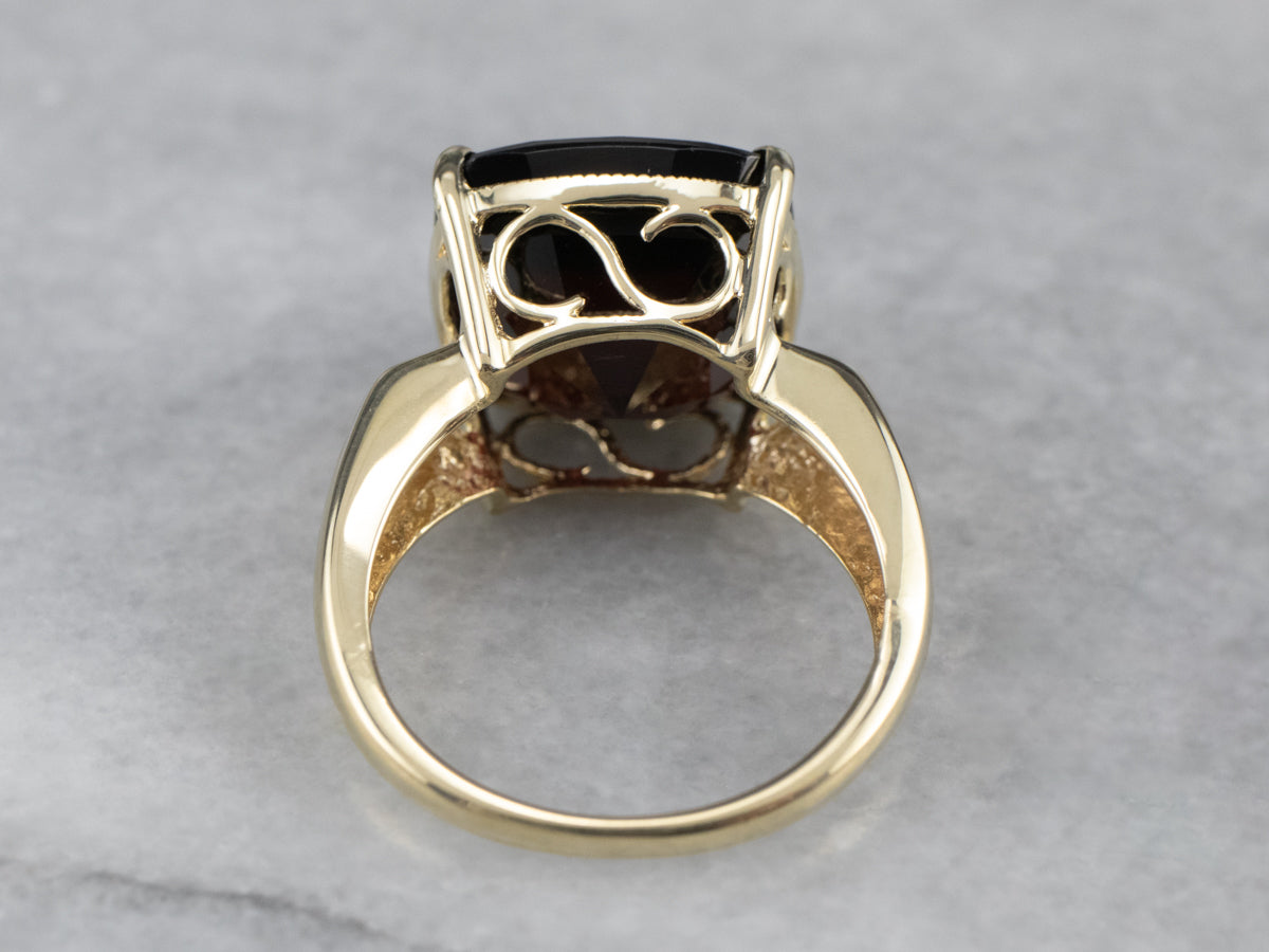 Cushion Cut Garnet Gold Statement Ring