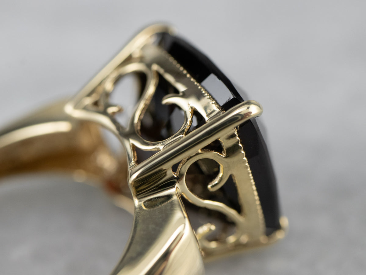 Cushion Cut Garnet Gold Statement Ring