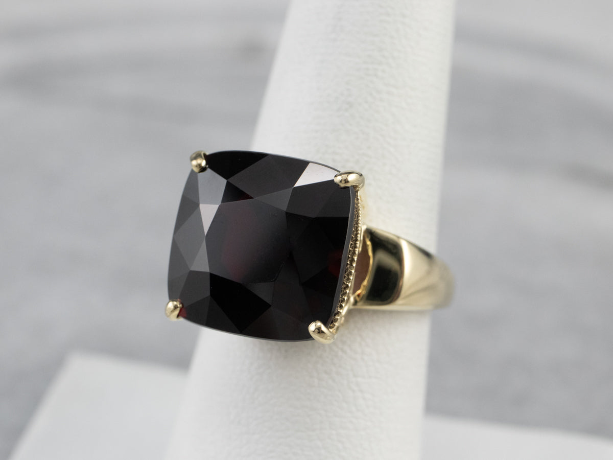 Cushion Cut Garnet Gold Statement Ring