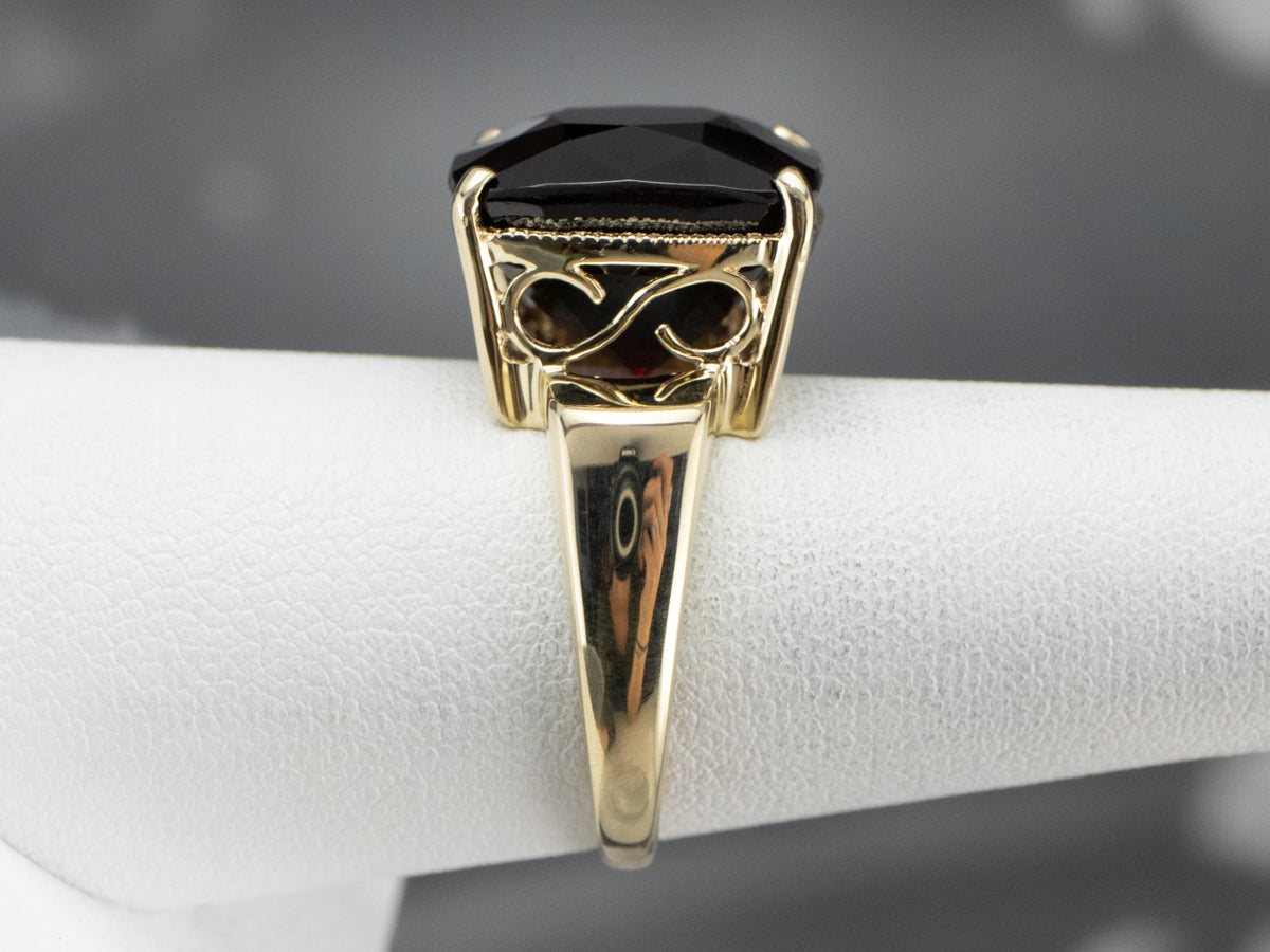 Cushion Cut Garnet Gold Statement Ring