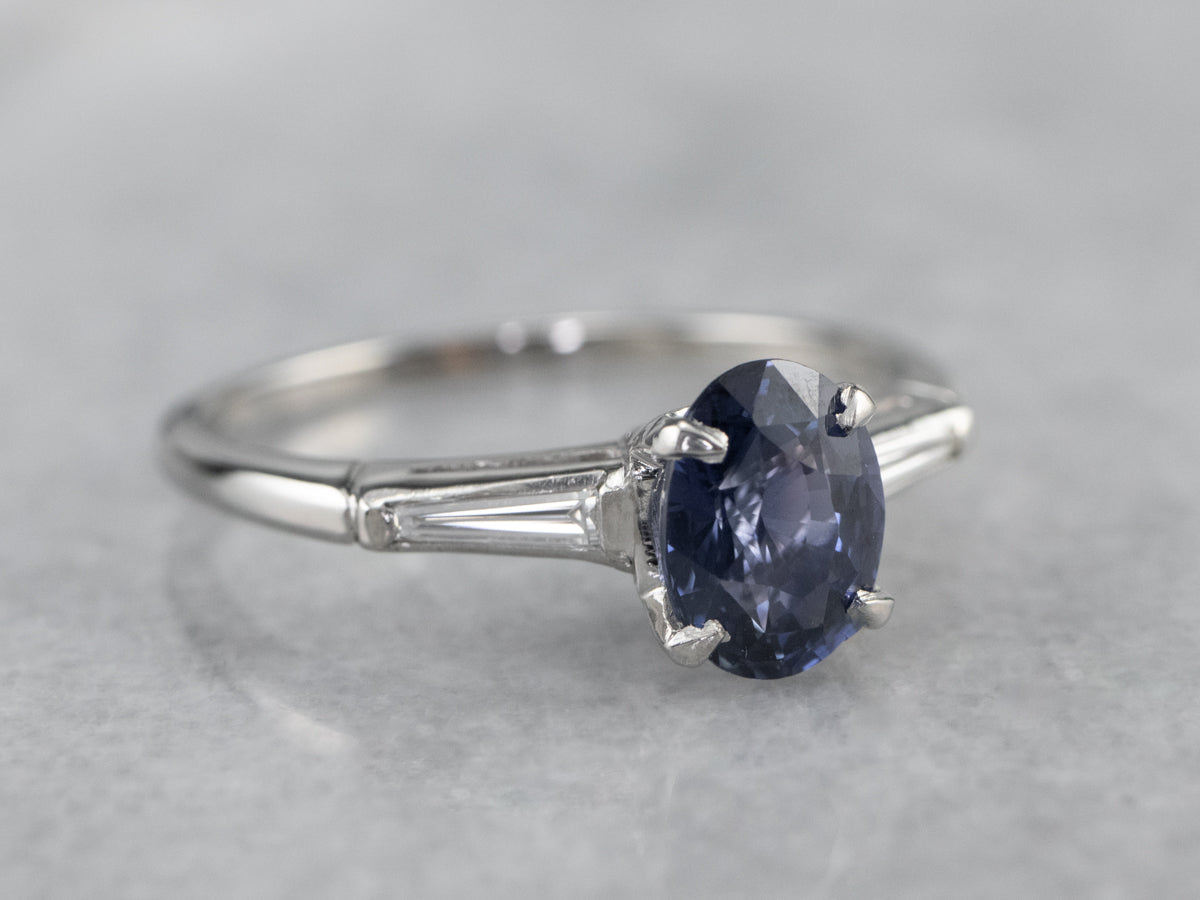 Sapphire Diamond Platinum Engagement Ring