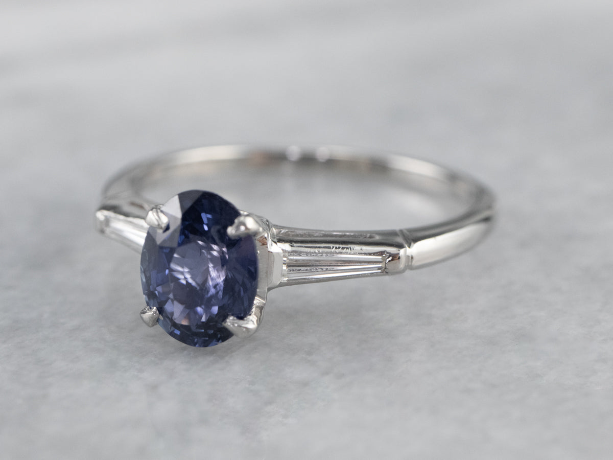Sapphire Diamond Platinum Engagement Ring