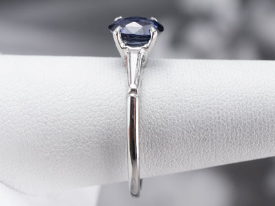 Sapphire Diamond Platinum Engagement Ring