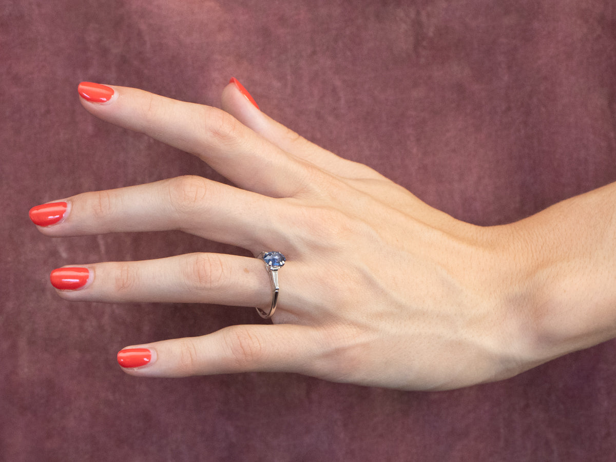 Sapphire Diamond Platinum Engagement Ring