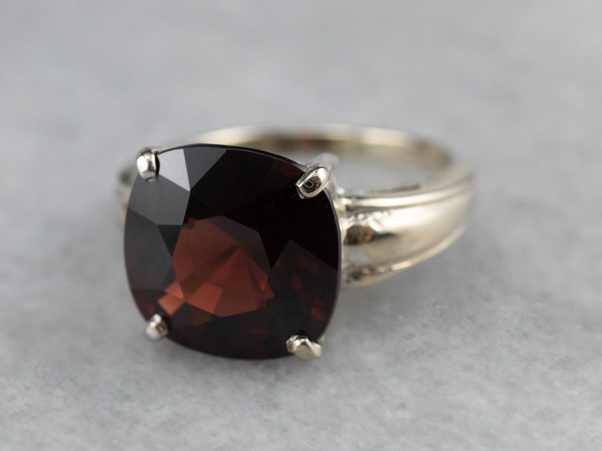 Cushion Cut Garnet White Gold Ring
