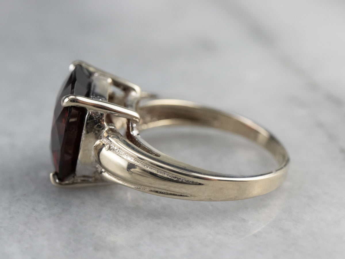 Cushion Cut Garnet White Gold Ring