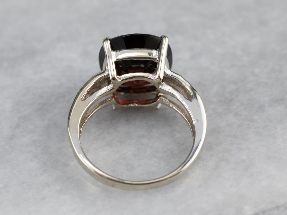 Cushion Cut Garnet White Gold Ring