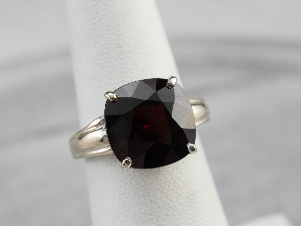 Cushion Cut Garnet White Gold Ring