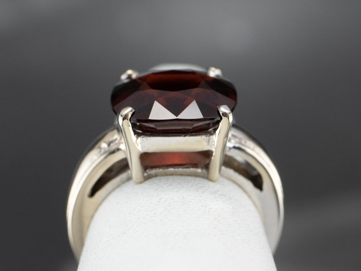 Cushion Cut Garnet White Gold Ring