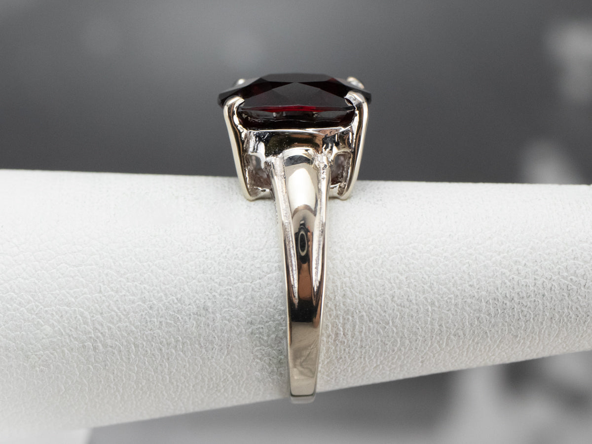 Cushion Cut Garnet White Gold Ring