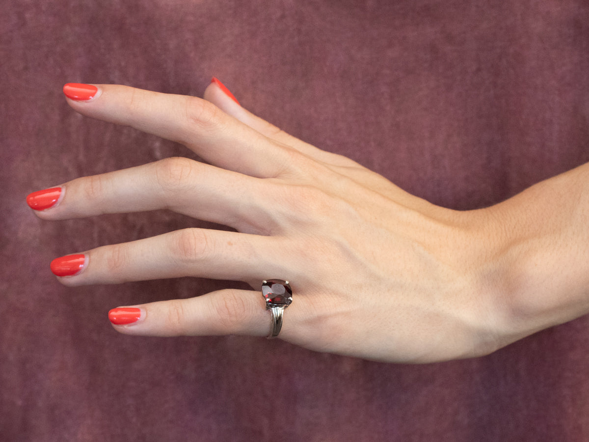 Cushion Cut Garnet White Gold Ring