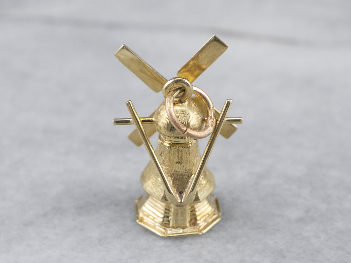 Moving Windmill Gold Charm