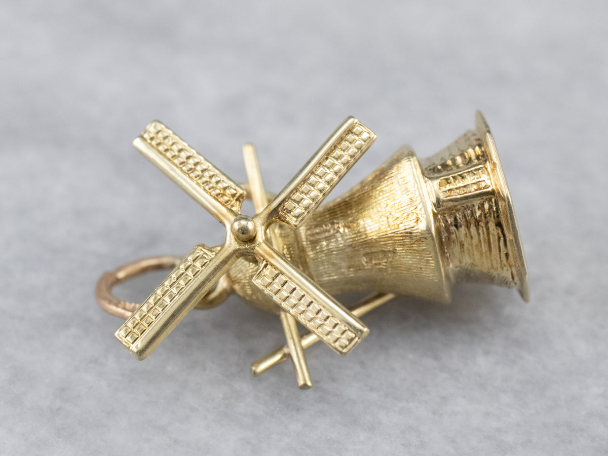 Moving Windmill Gold Charm