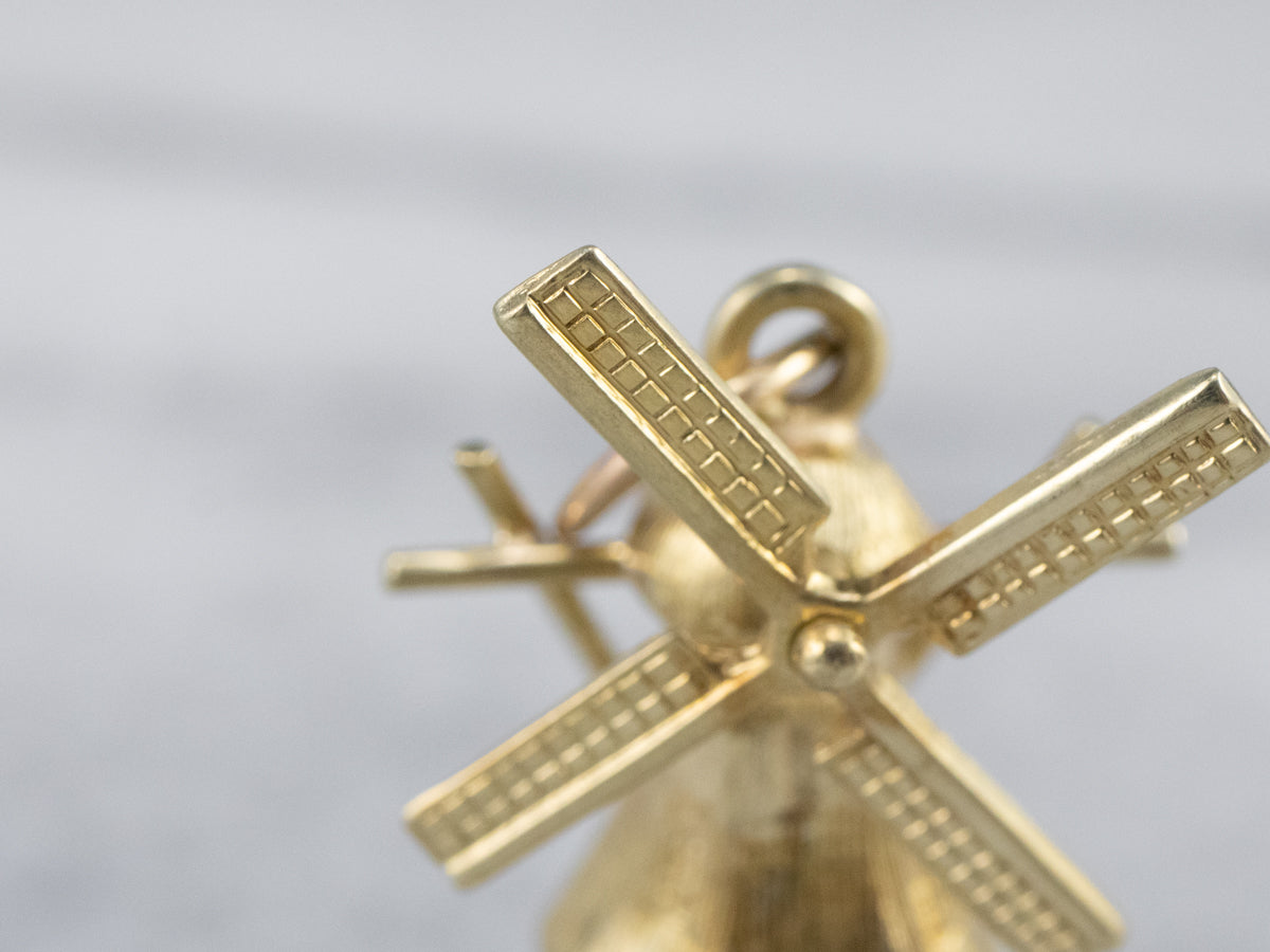 Moving Windmill Gold Charm