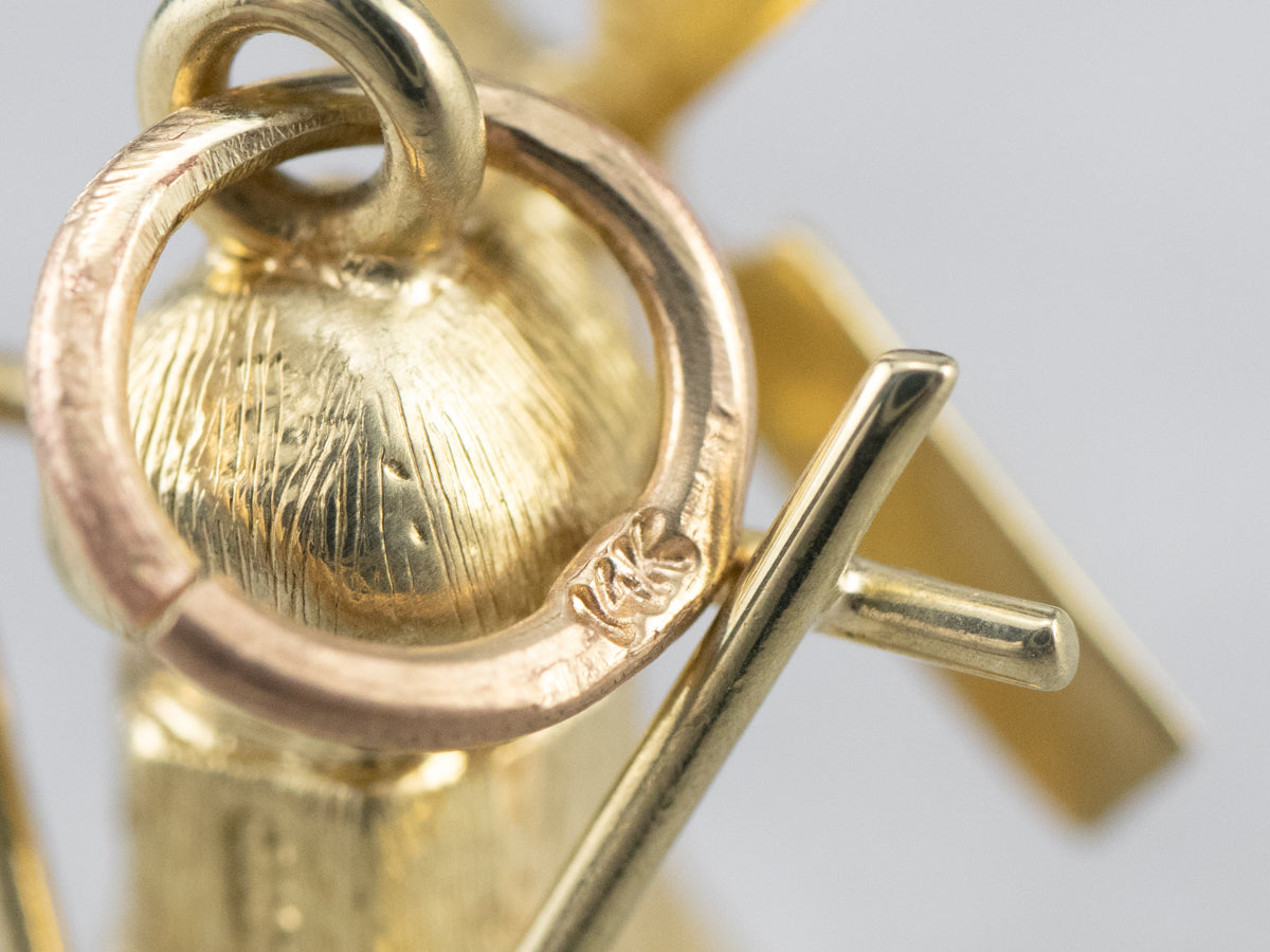Moving Windmill Gold Charm