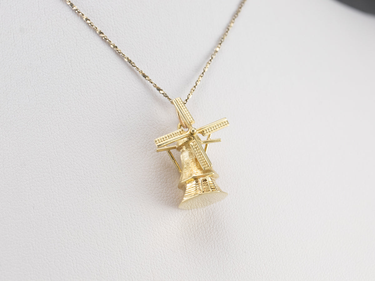 Moving Windmill Gold Charm