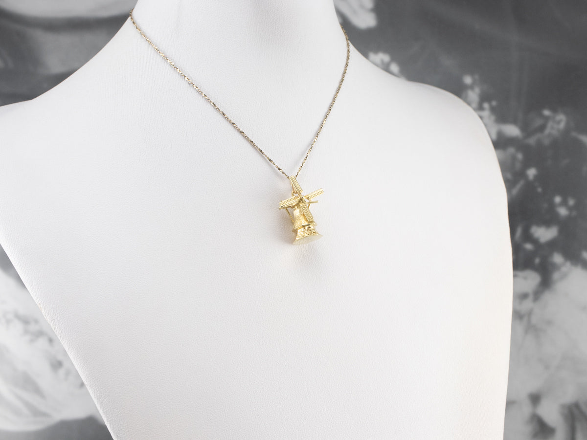 Moving Windmill Gold Charm