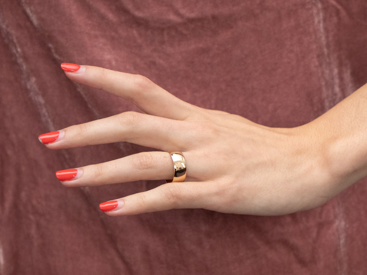 Unisex Wide Gold Wedding Band