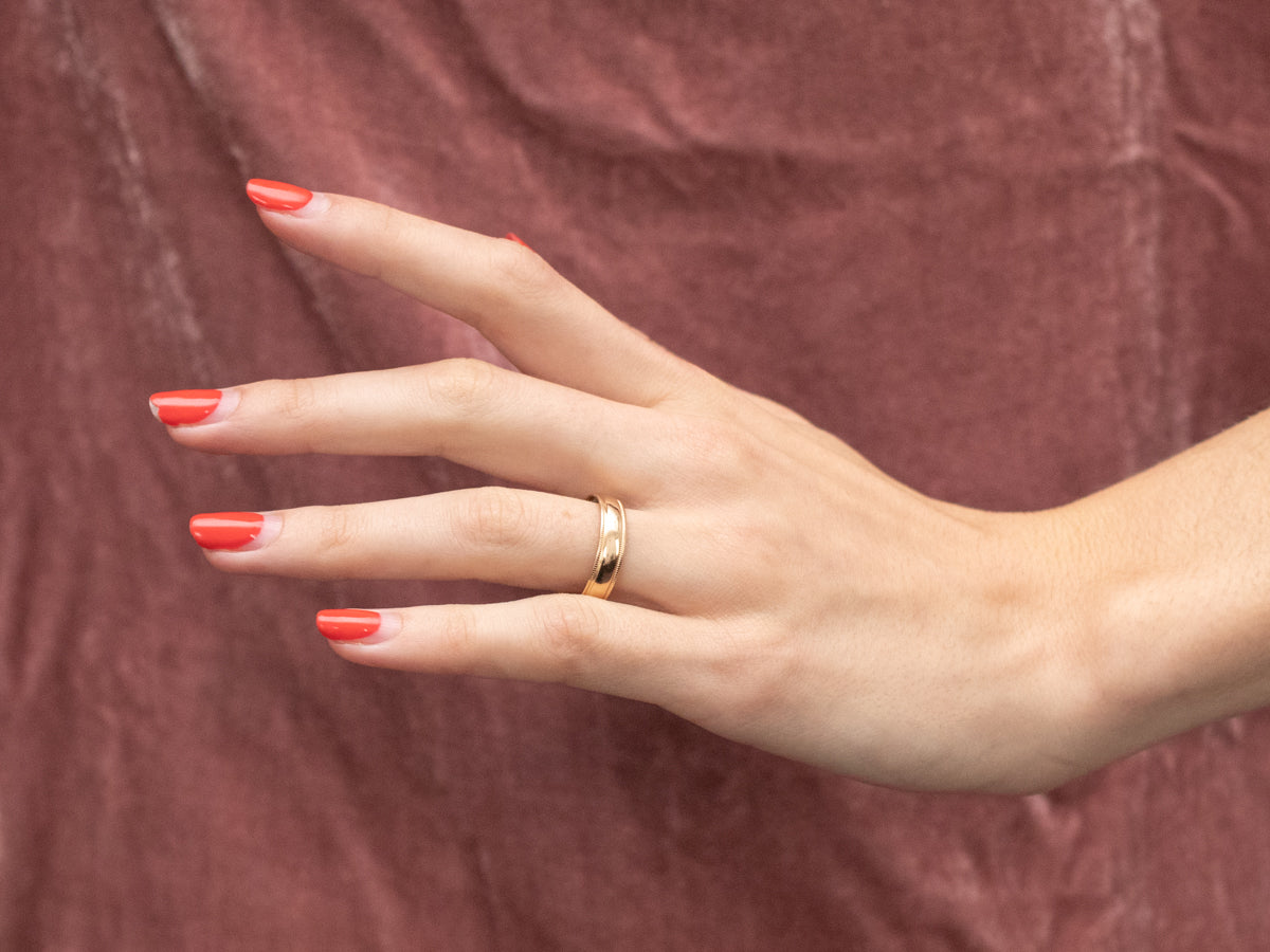 Gold Milgrain Edge Band