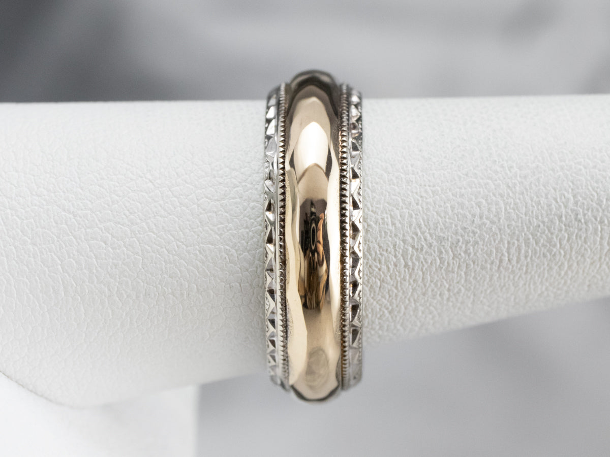 Two Tone Gold Pattern Wedding Band