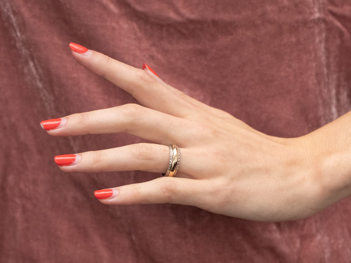 Two Tone Gold Pattern Wedding Band