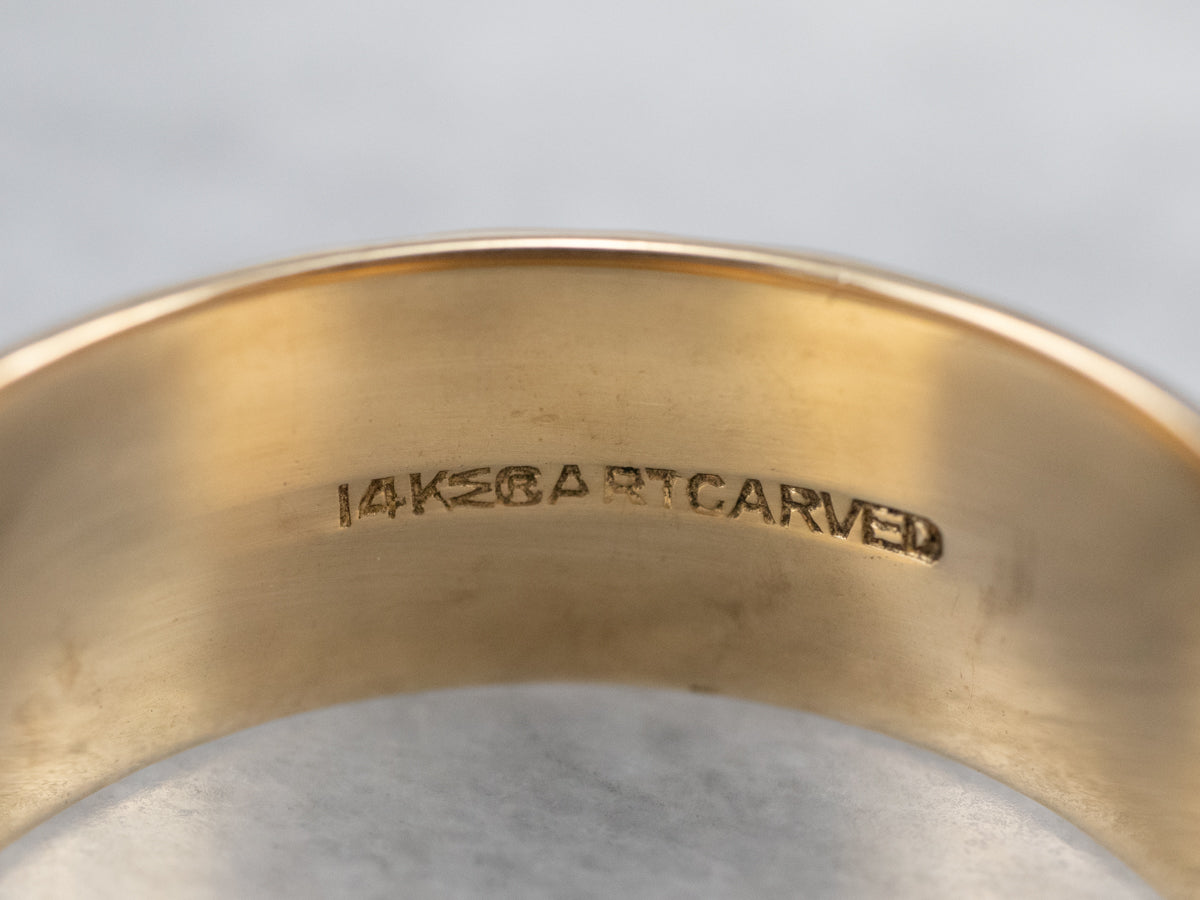 Hammered Finish Gold Band