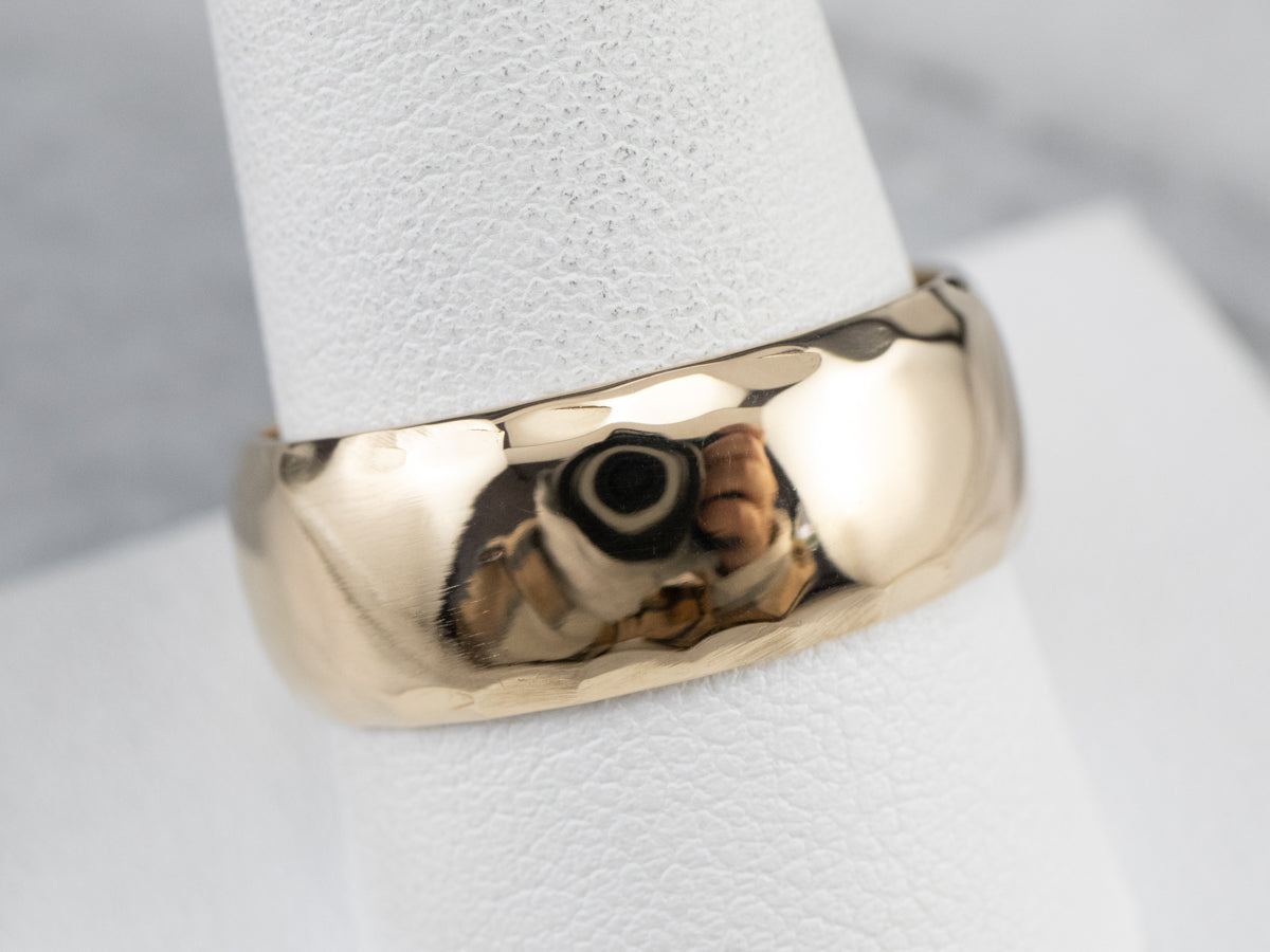 Hammered Finish Gold Band