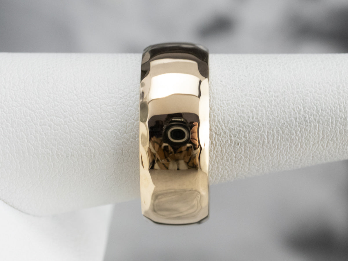 Hammered Finish Gold Band