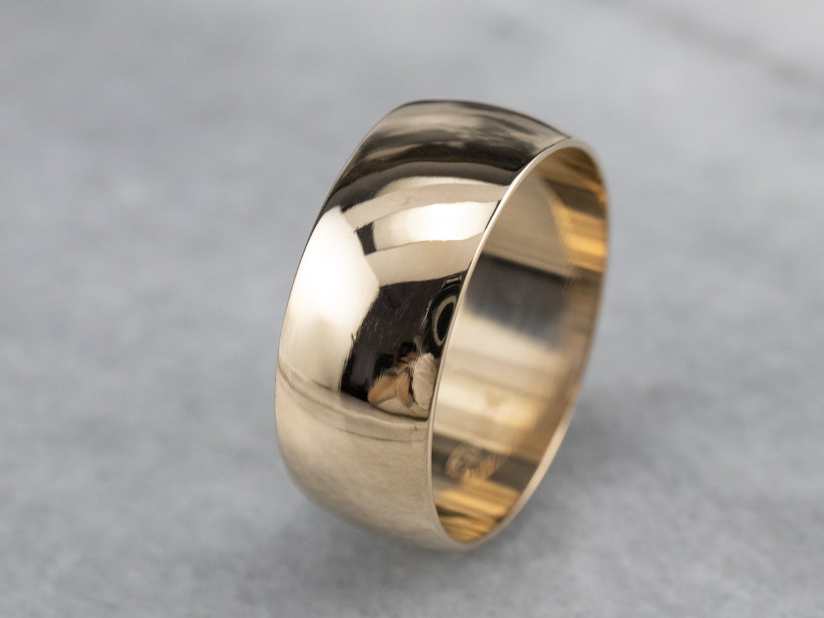 Unisex Wide Gold Wedding Band