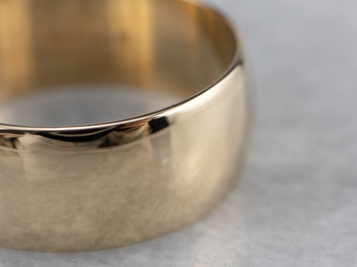 Unisex Wide Gold Wedding Band