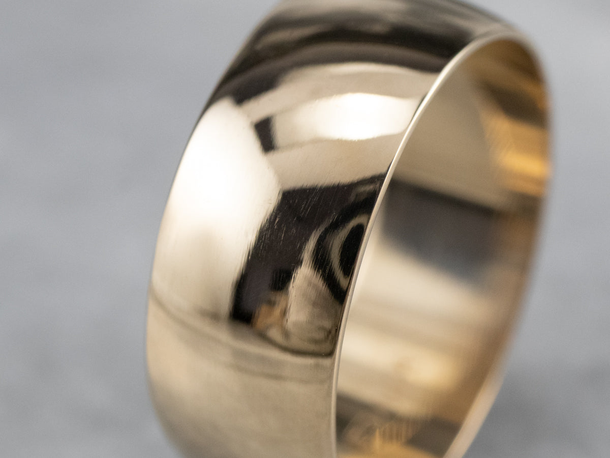 Unisex Wide Gold Wedding Band