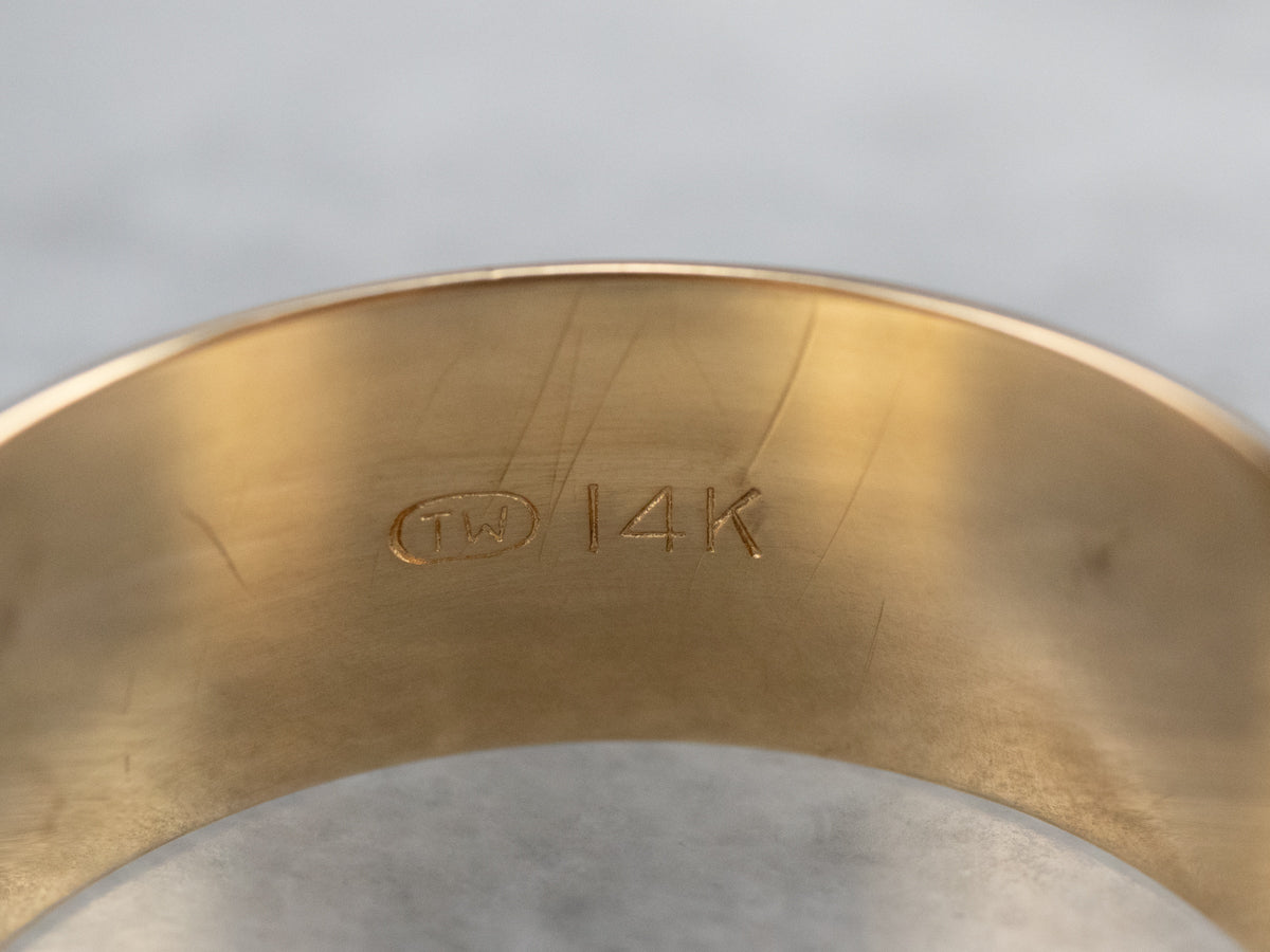 Unisex Wide Gold Wedding Band