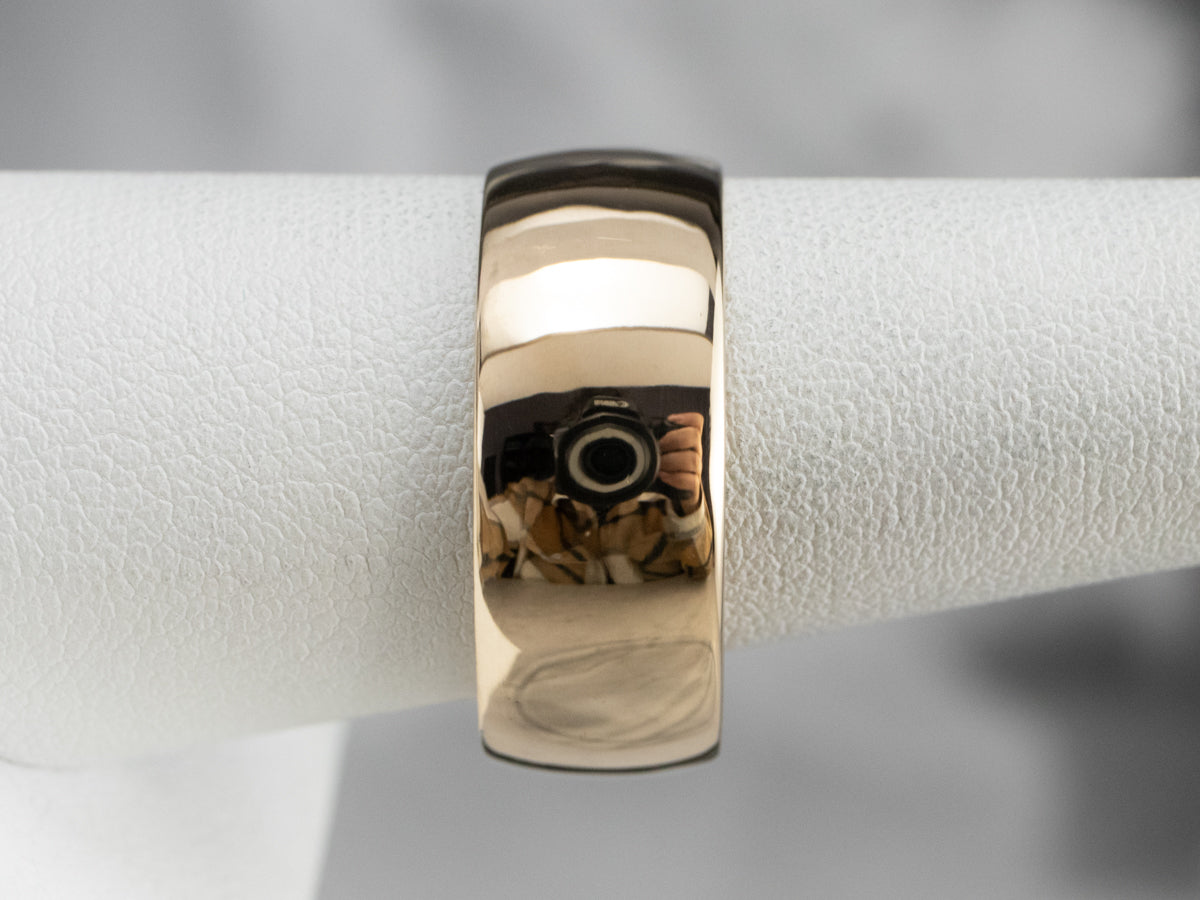 Unisex Wide Gold Wedding Band