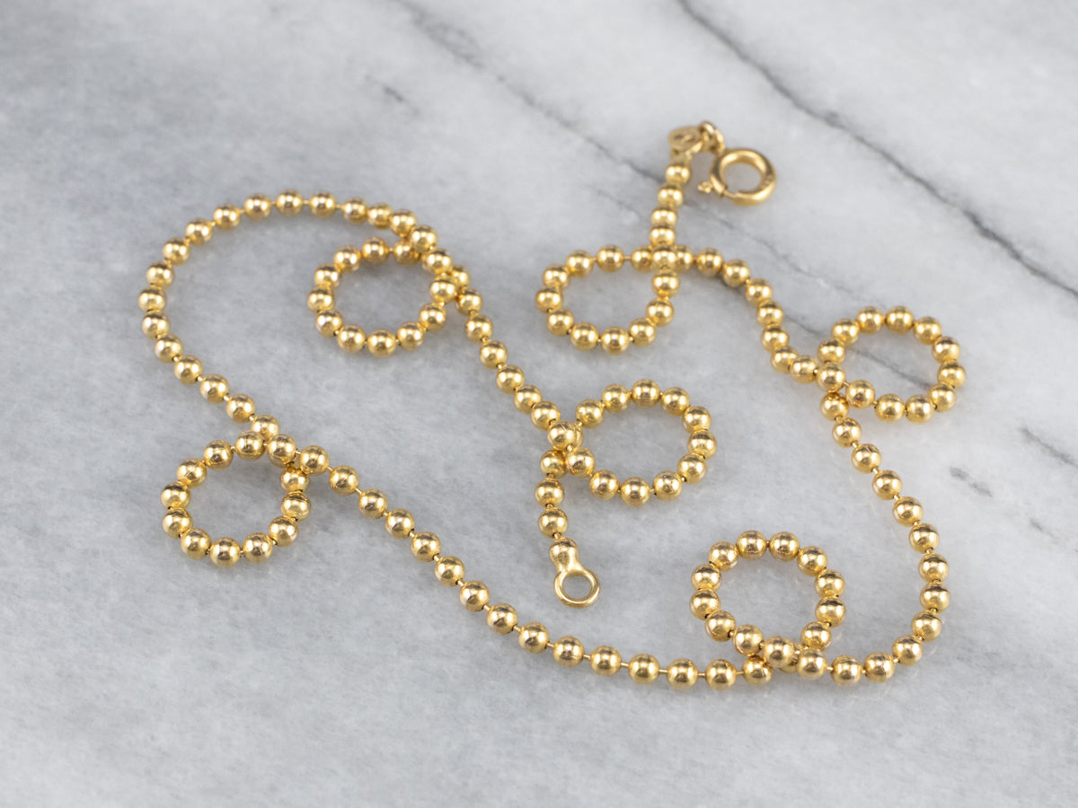 Vintage 14K Yellow Gold Beaded Chain