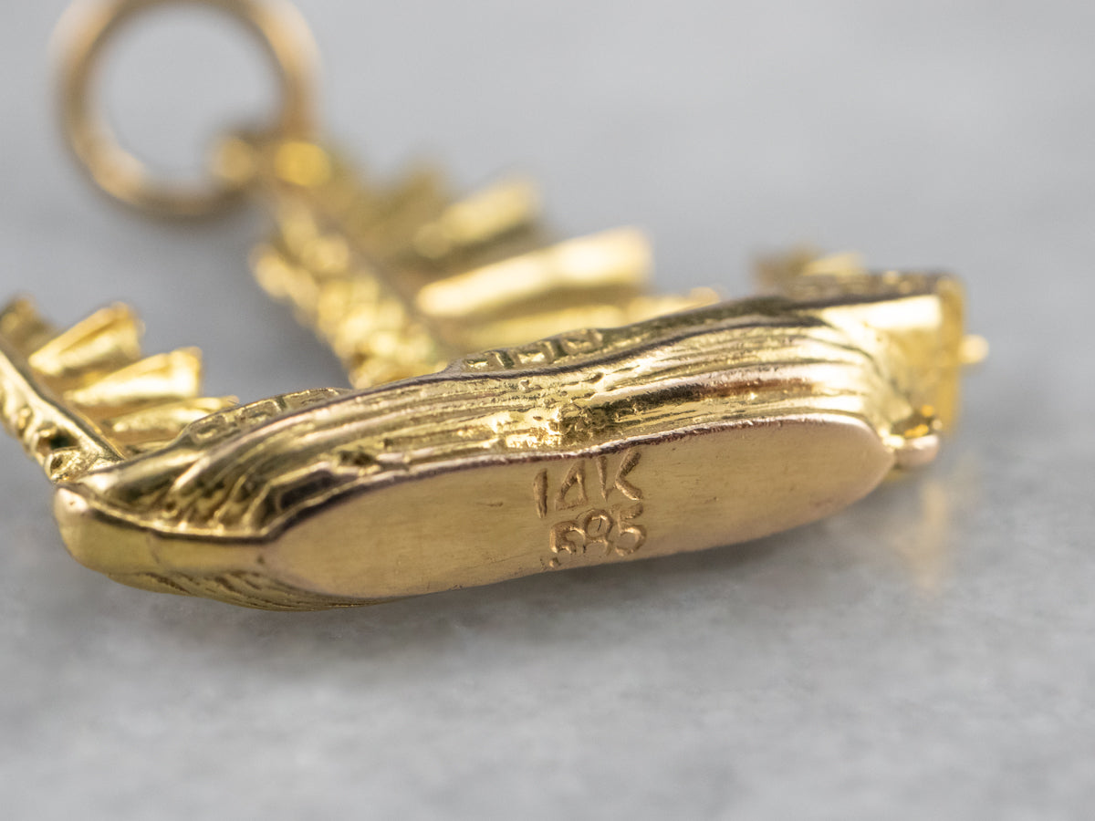 Gold Chinese Junk Ship Charm