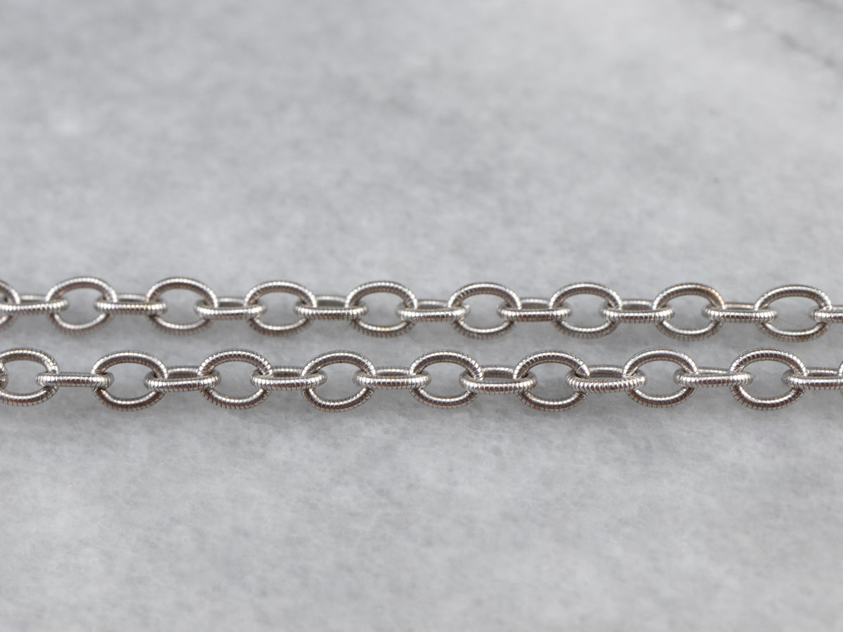 Nautical Style 18K White Gold Cable Chain