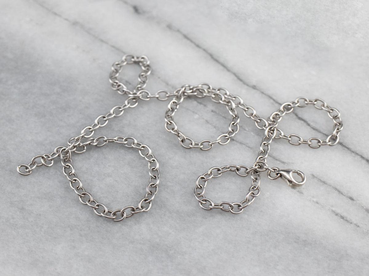 Nautical Style 18K White Gold Cable Chain