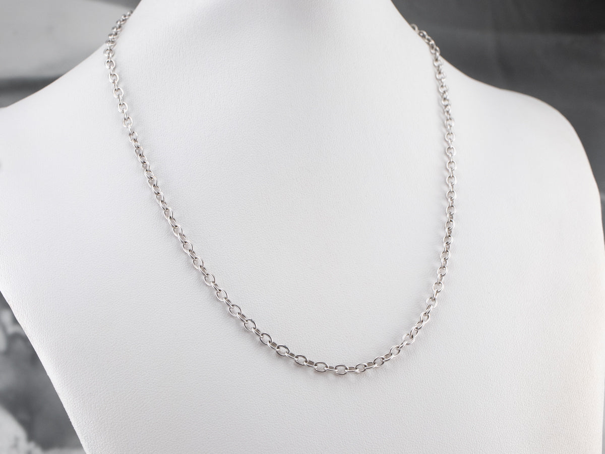 Nautical Style 18K White Gold Cable Chain