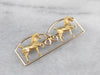 Two Tone Gold Double Horse Brooch