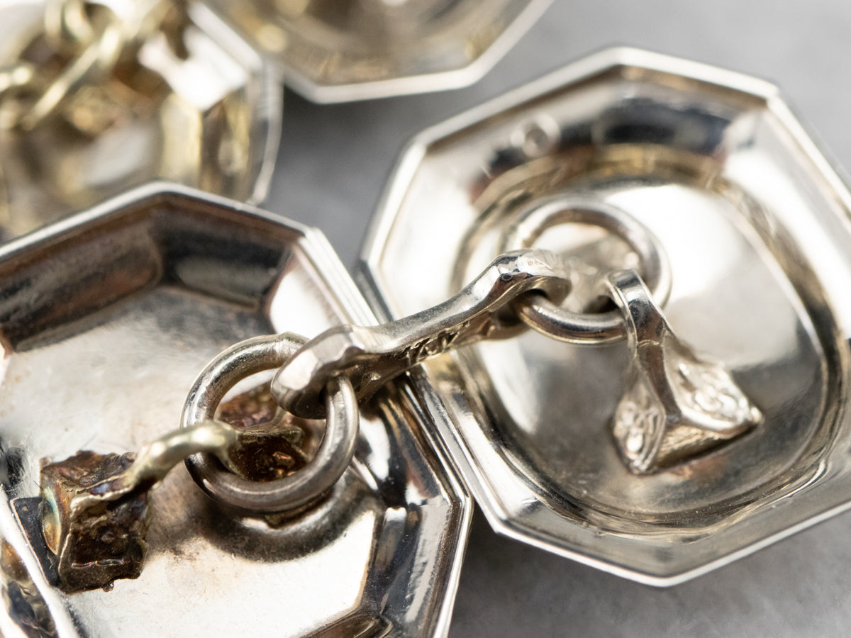Art Deco White Gold Ornate Cufflinks
