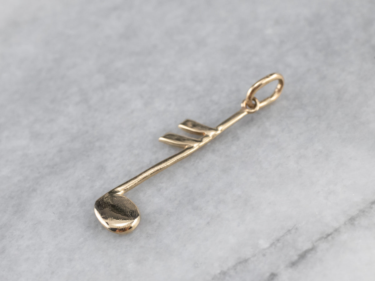 14K Gold Music Note Charm Pendant