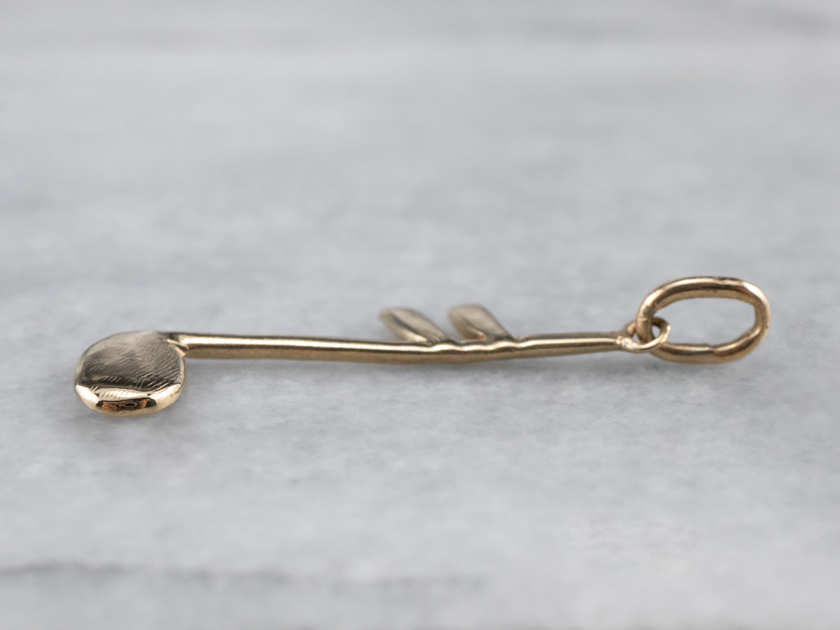 14K Gold Music Note Charm Pendant