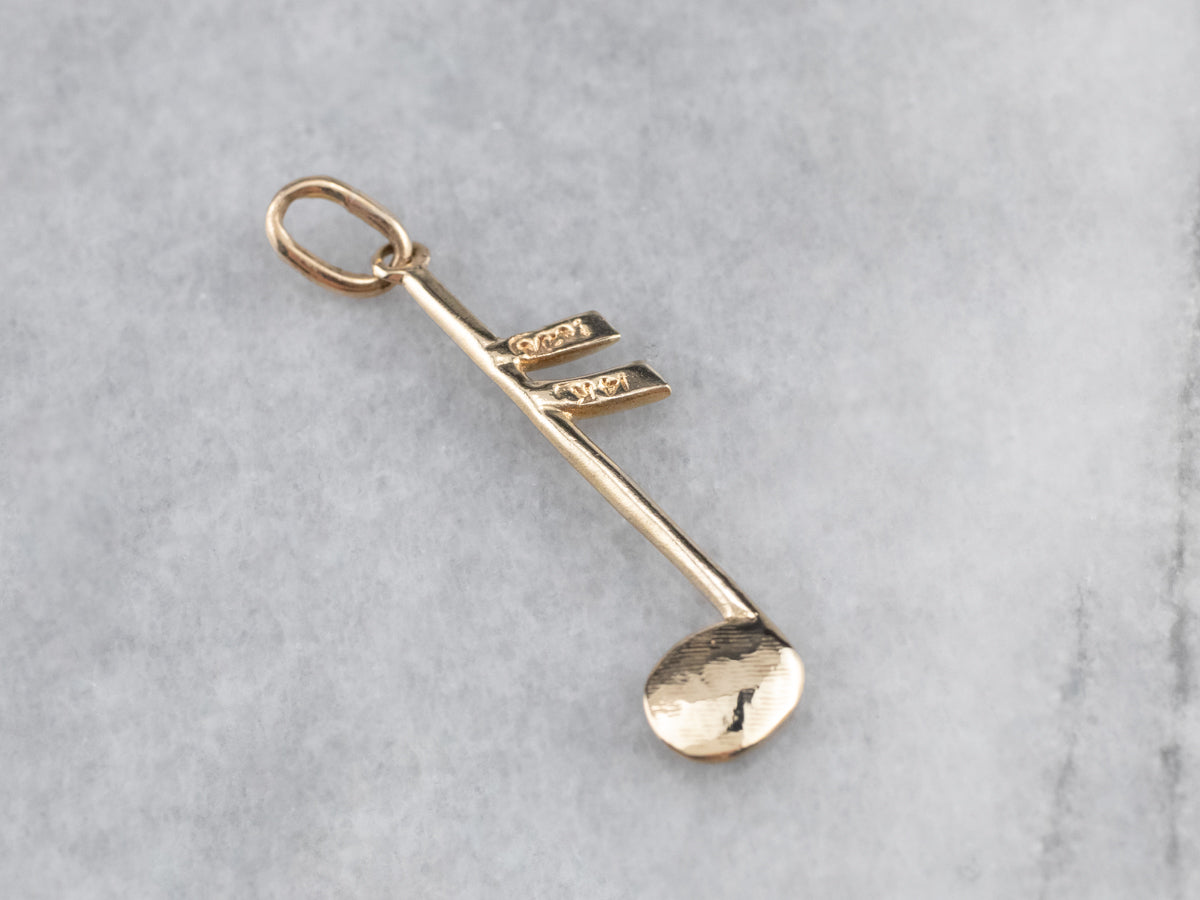 14K Gold Music Note Charm Pendant