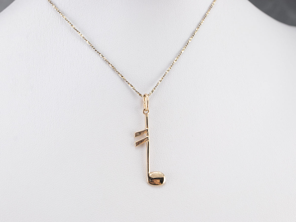 14K Gold Music Note Charm Pendant