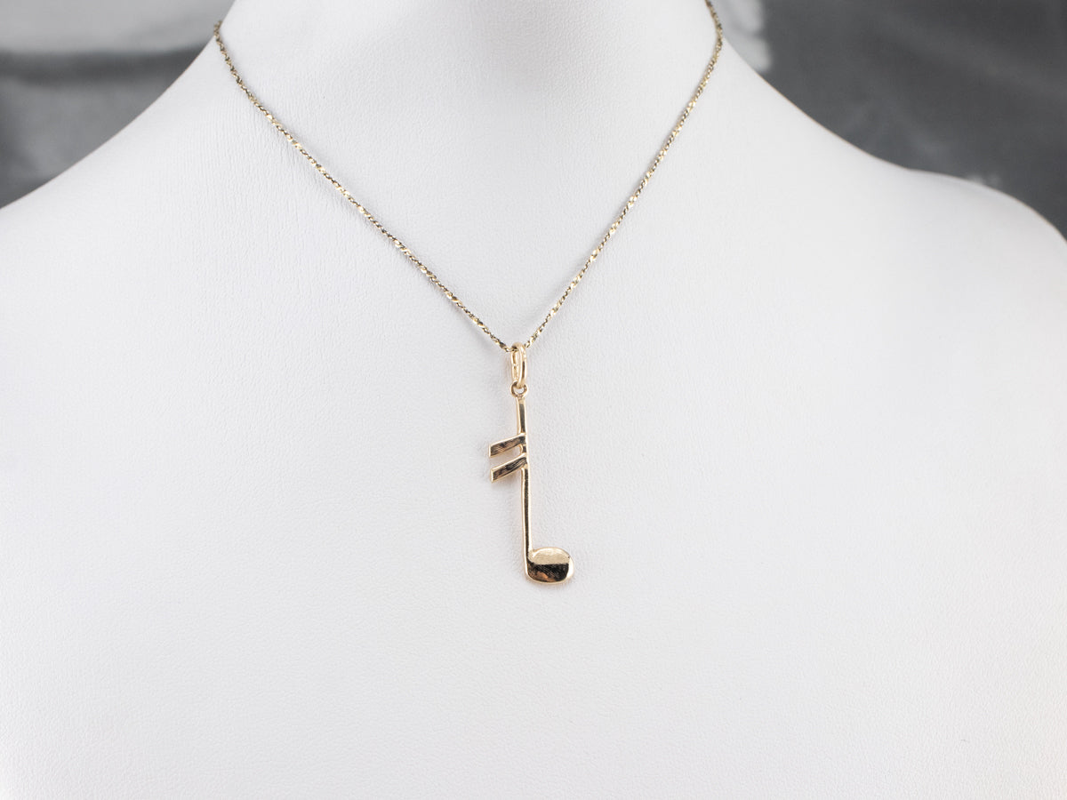 14K Gold Music Note Charm Pendant