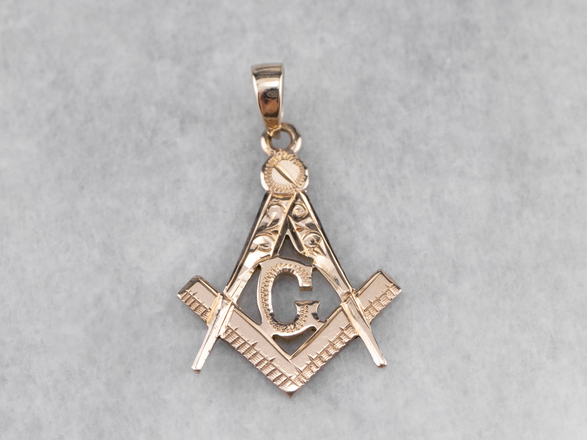 Vintage Masonic Symbol Gold Pendant