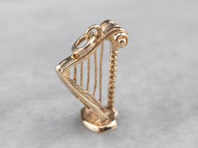 10K Gold Music Harp Charm