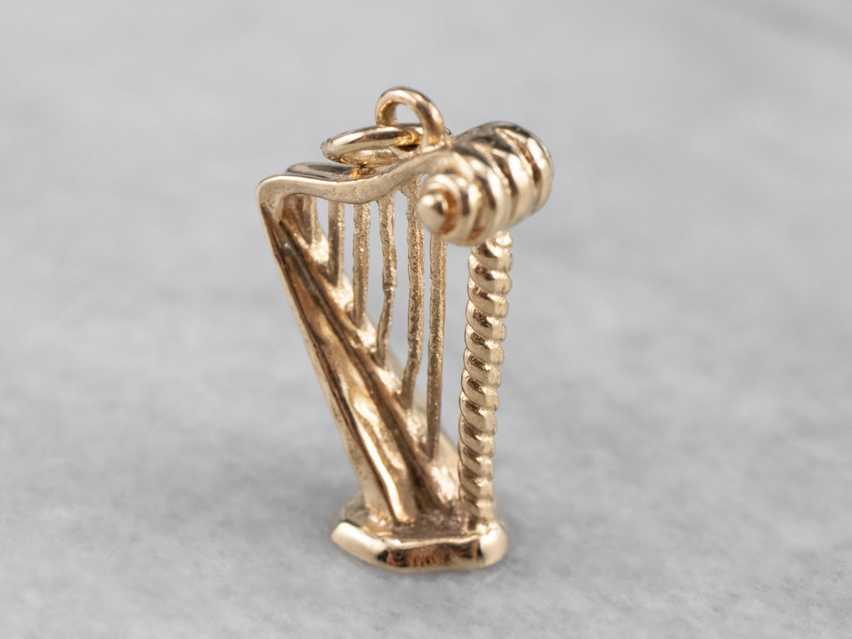 10K Gold Music Harp Charm